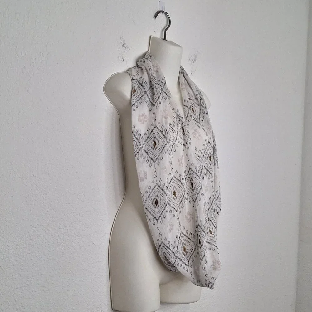 American Eagle Loop Scarf 100% Cotton Embroidered Boho Southwestern Summer 29X24